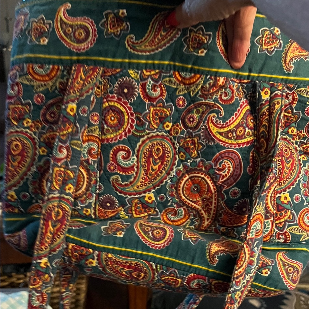 Faux Knockoff Teal Paisley A-Line Purse.